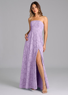 Azazie Wren Bridesmaid Dresses Lilac A-Line Strapless Floral Burnout Dress image3