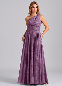 Azazie Charlize Final Sale Wisteria A-Line One Shoulder Floral Burnout Dress image5