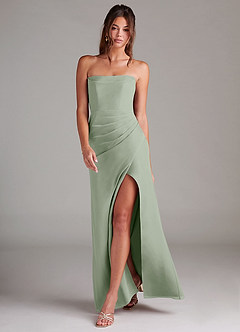 Azazie Leonis Bridesmaid Dresses Dusty Sage Sheath Strapless Chiffon Convertible Dress image7