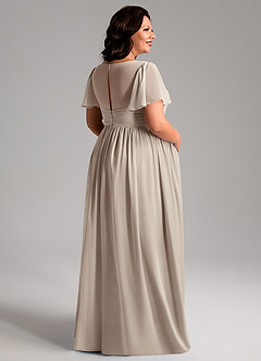 Azazie Verna Brautjungfernkleider für Schwangere A-Linie V-Hals Gerüscht Chiffon Bodenlänge Kleid image8