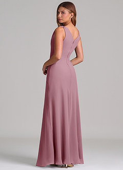 Azazie Nerine Bridesmaid Dresses Vintage Mauve A-Line Pleated Chiffon Dress image2