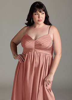 Azazie Alia Brautjungfernkleider A-Linie Plissee Stretch-Satin Kleid Rosettenrosa image14