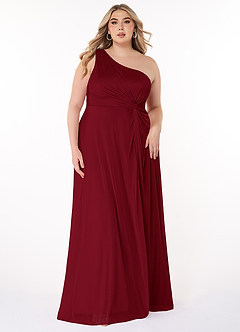 Azazie Brooke Brautjungfernkleider A-Linie One-Shoulder Gittergewebe Kleid Burgunderrot image6