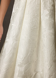 Azazie Desiree Wedding Dresses Antique White Ball-Gown Strapless Floral Jacquard Dress image5