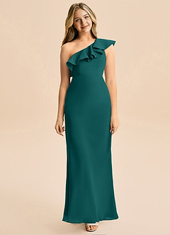 Azazie Alissa Junior Peacock A-Line Ruched Chiffon Dress image5