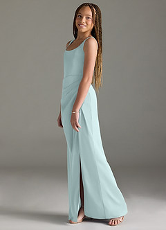 Azazie Mero Junior Robe Sirène en Satin extensible Plissée Brume image4