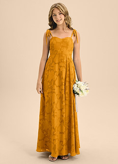 Azazie Rosey Junior Vestido de Caramelo de Devorado Floral de Corte En A con Escote de Corazón image5