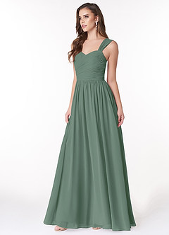 Azazie Zapheira Bridesmaid Dresses Eucalyptus A-Line Ruched Chiffon Dress image3