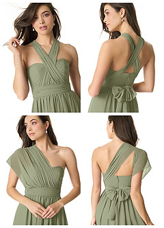 Azazie Olani Bridesmaid Dresses Pistachio A-Line Off the Shoulder Chiffon Convertible Dress image8