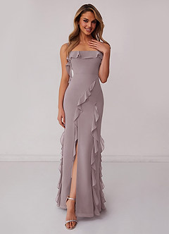 Barbie ♥ Azazie Bridesmaid Dresses Dusk Sheath Bow Chiffon Dress image1