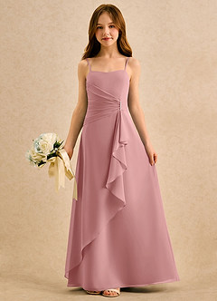 Azazie lolly Girls Formal Flower Girl Dresses Dusty Rose A-Line Pleated Chiffon Dress image3