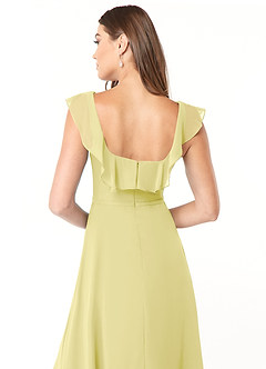 Azazie Jinny Brautjungfernkleider A-Linie Quadratischer Ausschnitt Gerüscht Chiffon Kleid Zitronensorbet image6