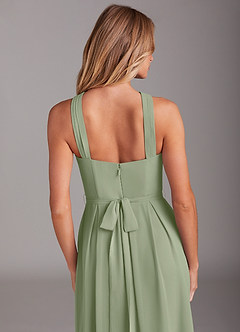 Azazie Dixie Bridesmaid Dresses Pistachio A-Line Halter Pleated Chiffon Dress image6
