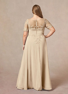 Azazie Raissa Mère de la mariée Robes Robe Trapèze en Mousseline de soie Dentelle Champagne image10