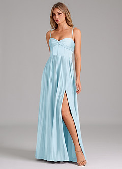 Azazie Akiko Bridesmaid Dresses Sky Blue A-Line Sweetheart Neckline Stretch Satin Dress image4