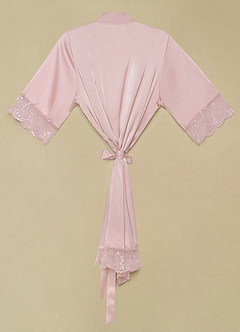 front Short Sleeve Vintage Satin Robe