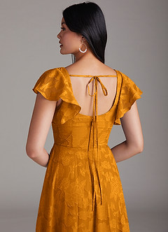Azazie Bondi Brautjungfernkleider A-Linie Gestreift Blumen-Burnout Kleid Butterscotch image2