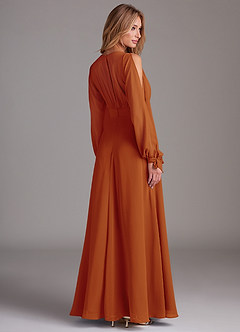 Azazie Matilda Bridesmaid Dresses Paprika A-Line Long Sleeve Chiffon Dress image2