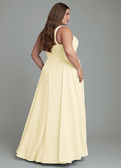 Azazie Shaude Bridesmaid Dresses Lemon Sorbet A-Line Pleated Chiffon Dress image7