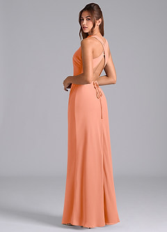 Azazie Evadne Bridesmaid Dresses Sunset A-Line Pleated Chiffon Dress image2