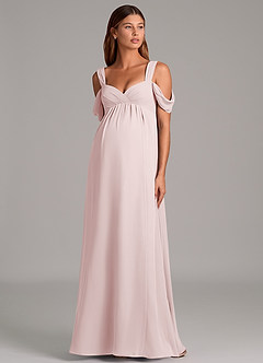 Azazie Rhea Zwangerschaps Bruidsmeisjekleding A-Lijn Geplooid Chiffon Vloerlengte Jurk image5