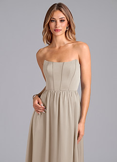 Azazie Leilana Bridesmaid Dresses Frost A-Line Corset Stretch Satin Dress image6