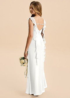 Azazie Cindy Junior White A-Line Ruched Chiffon Dress image2