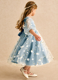 Azazie Elowen vestidos de niña de las flores Vestido Bermudas de Encaje de Línea A con Escote corazón image6