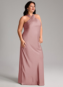 Azazie Doretta Bridesmaid Dresses Dusty Rose Mermaid Pleated Stretch Satin Dress image3
