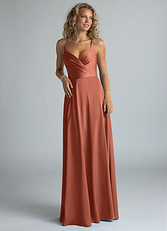 Azazie Davis Bridesmaid Dresses Clay A-Line Pleated Stretch Satin Dress image4