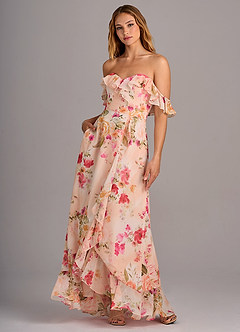 Azazie Lyra Bridesmaid Dresses Abstract Bouquet Floral A-Line Chiffon Convertible Dress image1
