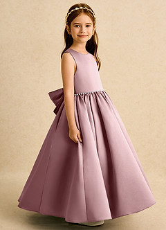 Azazie Daisies Flower Girl Dresses Dusty Rose Ball-Gown Bow Matte Satin Dress image6