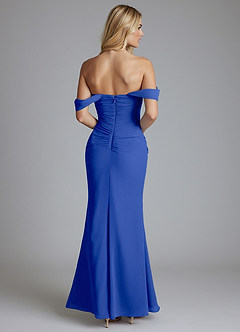 Azazie Luiza Bridesmaid Dresses Royal Blue Mermaid Off the Shoulder Chiffon Dress image7