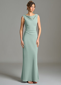 Azazie Kieryn Bridesmaid Dresses Agave Mermaid Pleated Chiffon Dress image5