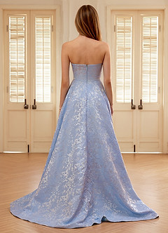 Isadorally Bleu Ciel Robe de bal corsetée en dentelle transparente et strass image2