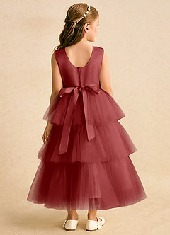 Azazie Marshmallow Flower Girl Dresses Rust Ball-Gown Bow Tulle Dress image2