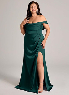 Azazie Johana Bridesmaid Dresses Pine Mermaid Off the Shoulder Stretch Satin Convertible Dress image10