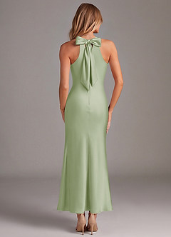 Azazie Doretta 신부 들러리 드레스 인어 주름진 스트레치 새틴 발목 길이 드레스 image6