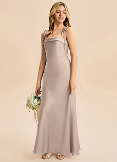 Azazie Willa Junior Meerjungfrau-Linie Schleifen Stretch-Satin Kleid Englisches Rosa image5
