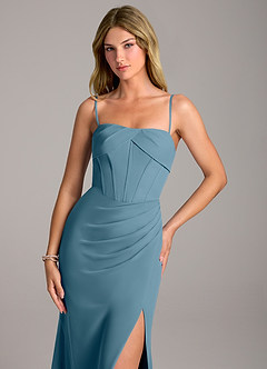 Azazie Chantel Jurken voor bruidsmeisjes Converteerbaar Jurk van Chiffon met Kolom Strapless Bermuda image2