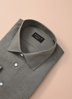 front Elliot Salie Groen Overhemd van 100% linnen