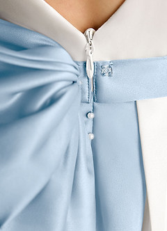 Azazie Cherry vestidos de niña de las flores Vestido Marfil Azul Polvoriento de Satin Mate de Vestido de princesa con Plisado image6