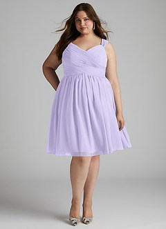 Azazie Angie Bridesmaid Dresses Lilac A-Line Corset Chiffon Dress image11