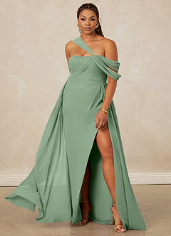 Christian Siriano Bridal for Azazie 1014 Bridesmaid Dresses Matcha A-Line Off the Shoulder Chiffon Dress image9