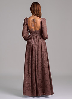 Azazie Norah Vestidos de damas de honor Vestido de Expresado de Devorado Floral de Corte en A con Manga larga image6