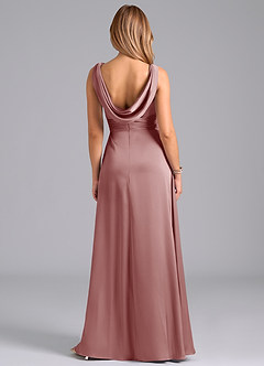 Azazie Karina Bridesmaid Dresses Dusty Rose A-Line Pleated Stretch Satin Dress image6