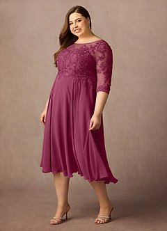 Azazie Marge Mother of the Bride Dresses Mulberry A-Line Scoop Lace Chiffon Dress image9
