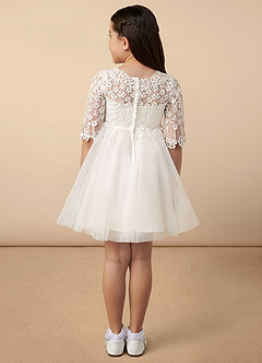 Azazie lindsay Flower Girl Dresses Diamond White Ball-Gown Lace Tulle Dress image4
