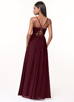 Azazie Marilyssa Abiti da Damigella Abito A-Line in Chiffon Elasticizzato Corsetto Cabernet image2