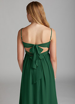 Azazie Zeya Junior Dark Green A-Line Chiffon Dress image2